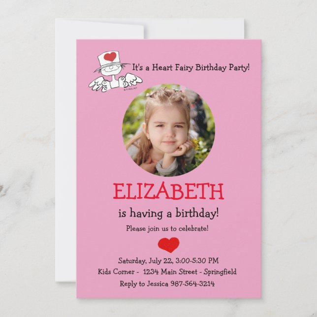 O convite para fotos de aniversário do Heart Fairy (Frente)