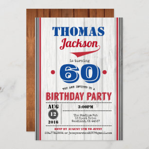 O convite para o aniversário de 60 anos. Homem adu