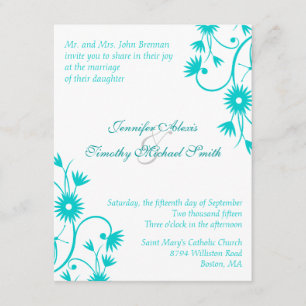 O convite para o casamento floral de Egg Blue da E