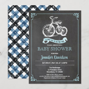 O convite para o chá do bebê do Trike Retro. É um 