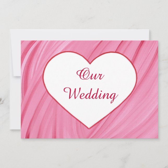 O coração branco em vermelho rosa mistura convites (Frente)