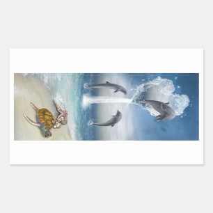 O coração do adesivo dos golfinhos