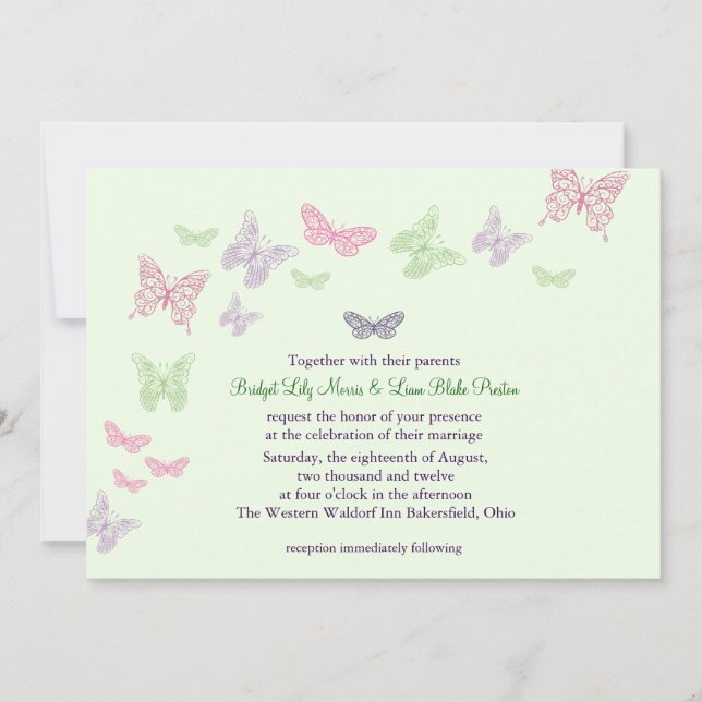 O Coração é um Convite de Casamento Flutter (verde (Frente)