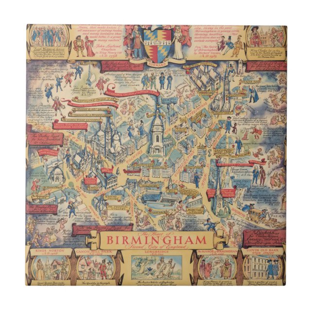 O coração mapa de Birmingham, Inglaterra (Frente)