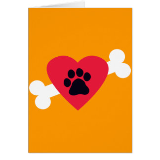 O coração, Pawprint e o osso projetam o cartão do