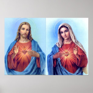 O coração sagrado e o poster imaculado do coraç