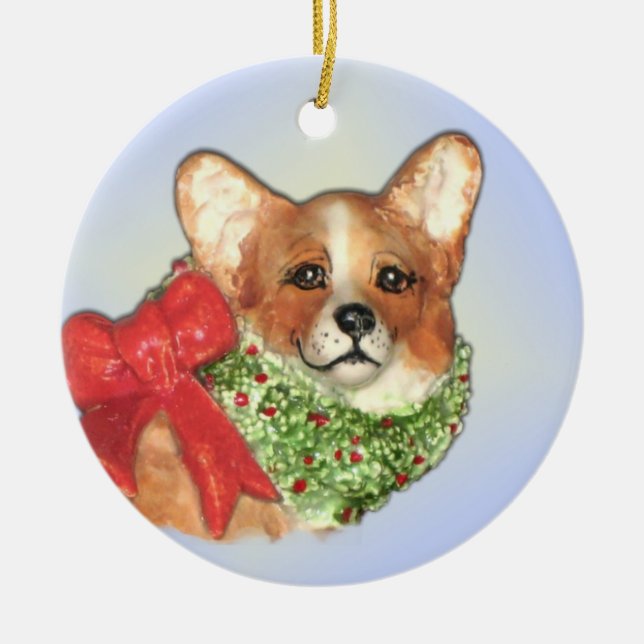 O Corgi com envolve o ornamento (Frente)