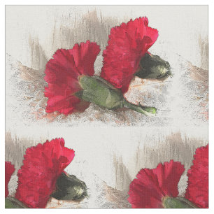 O cravo vermelho floresce o tecido