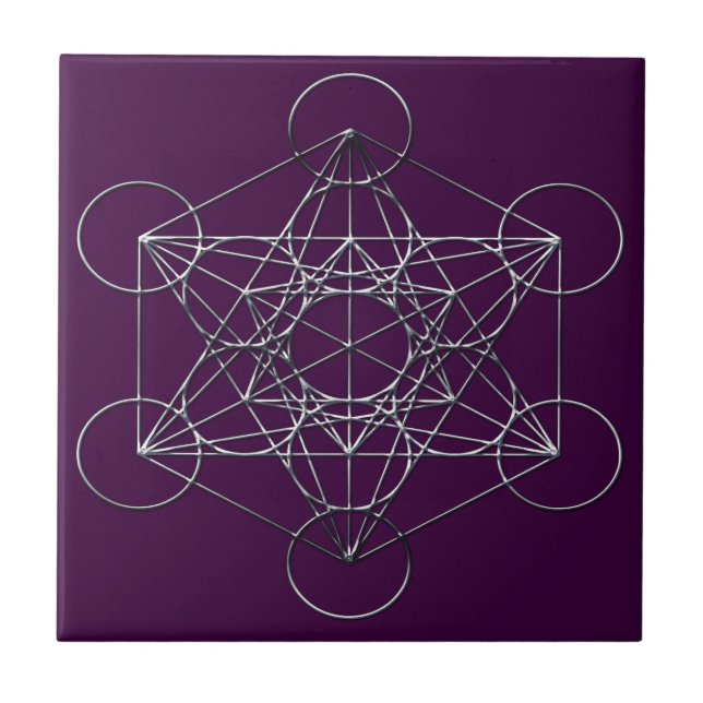 O cubo de Metatron de prata do metal (Frente)