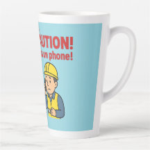 O "CUIDADO! Homem ao telefone!" Caneca para café l