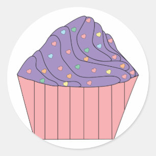 O cupcake com coração polvilha a etiqueta