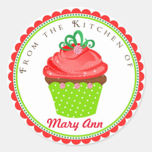 O cupcake do cozimento do Natal trata etiquetas