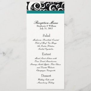 O damasco elegante roda menu da recepção na