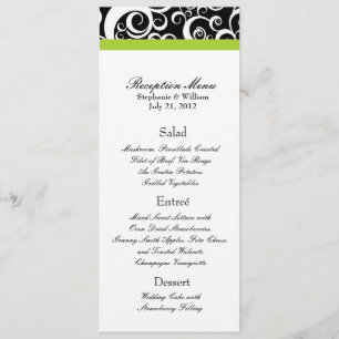 O damasco elegante roda menu da recepção no verd