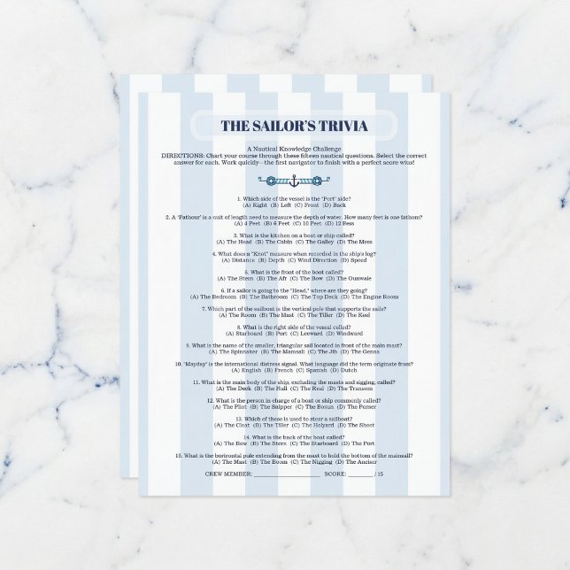 O Desafio de Trivia do Marinheiro (Fun for your marine crew.)