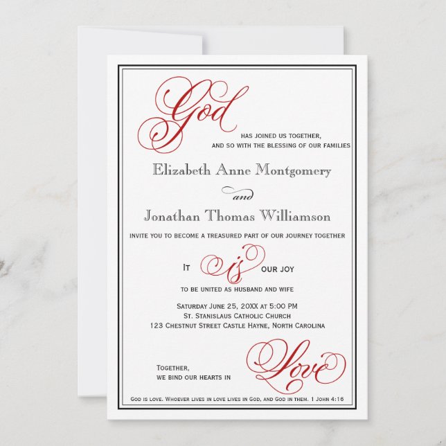 O Deus Vermelho é o convite para casamento cristão (Frente)