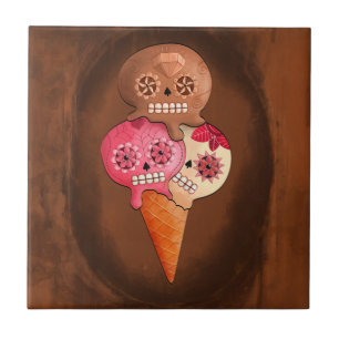 O dia do sorvete inoperante dos crânios do açúc