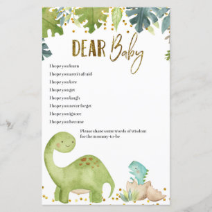 O Dinossauro Bebê quer cartões de Chá de fralda