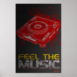 O DJ sente o poster da música - grafite pioneiro