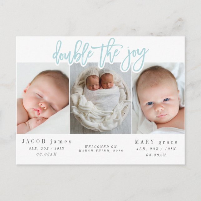 O dobro do cartão postal do anúncio de nascimento  (Frente)