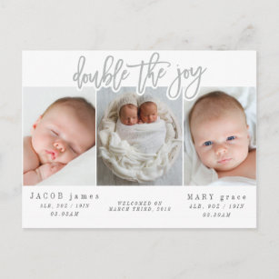 O dobro do cartão postal do anúncio de nascimento 