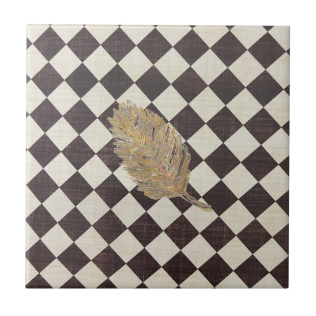 O Dourado Azulejo de cerâmica de folhas (Frente)