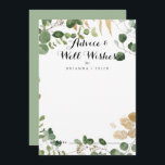 O Dourado Casamento Tropical Bem Deseja Um Cartão<br><div class="desc">Este cartão de conselho de casamento de ouro tropical é perfeito para um casamento rústico. A design apresenta belamente o ouro tropical de verão ilustrado e pintado à mão e a folhagem verde. Estas cartas são perfeitas para um casamento, chá de panela, chá de fraldas, festa de formatura e muito...</div>