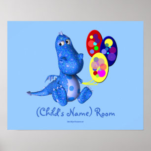 O dragão azul caçoa o poster personalizado sala