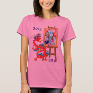 O dragão pinta sua camisa do modelo do retrato