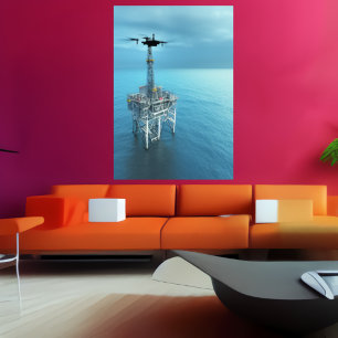 O drone e a plataforma petrolífera   AI Art Poster