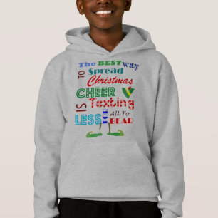 O duende do Natal caçoa a camisola do Hoodie para