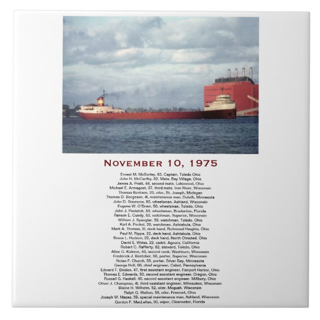 O Edmund Fitzgerald com Nomes da Tripulação (Frente)