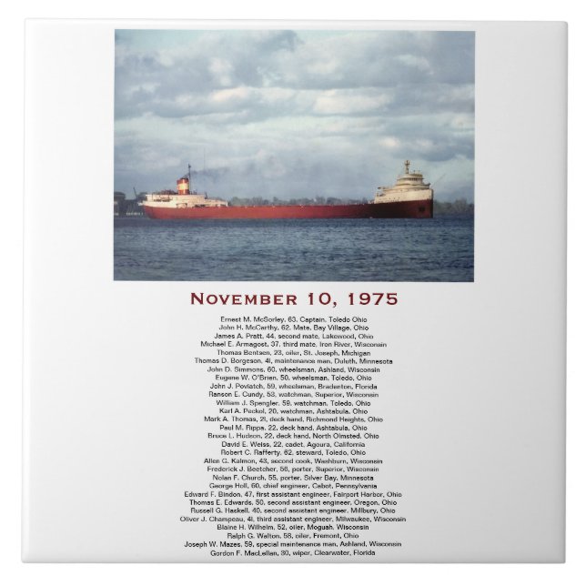 O Edmund Fitzgerald com Nomes da Tripulação (Frente)