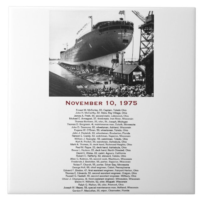 O Edmund Fitzgerald com Nomes da Tripulação (Frente)