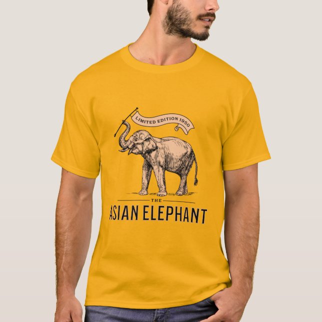 O elefante asiático de 1950 para ele, camiseta ama (Frente)