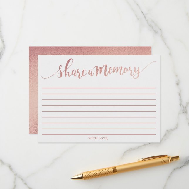O Elegante Rosa Gold Compartilha Um Cartão De Memó (Frente/Verso In Situ)