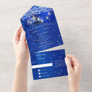 O Elegante Royal Blue Heart Leaf Tree Casou Em