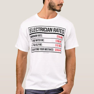 O eletricista avalia camisetas engraçadas