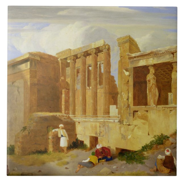 O Erechtheum, Atenas, com figuras no Foregr (Frente)