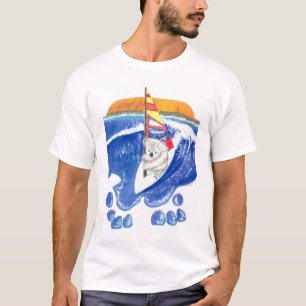 O espírito de Austrália caçoa a camisa surfando