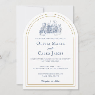 O Espólito: Convite de Casamento Azul e Branco