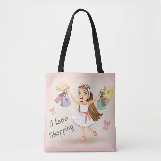 O "Eu adoro Comprar" Tote Bag de Cleo (Frente)
