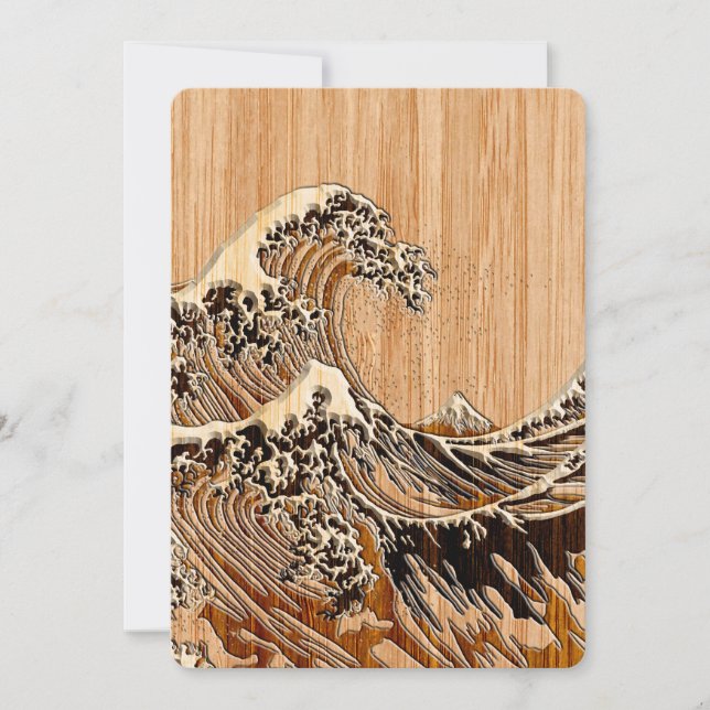 O Excelente Hokusai Wave Bamboo Wood Style (Frente)
