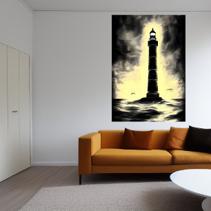 O Farol no mar AI Art Poster