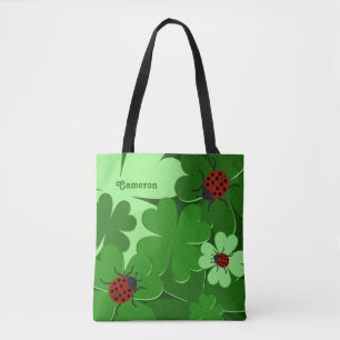 O Fecho Verde Gelado Deixa O Nome Ladybug Tote Bag