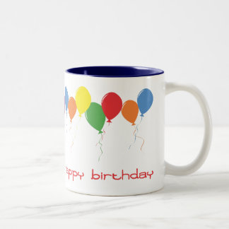 O feliz aniversario Balloons a caneca de café
