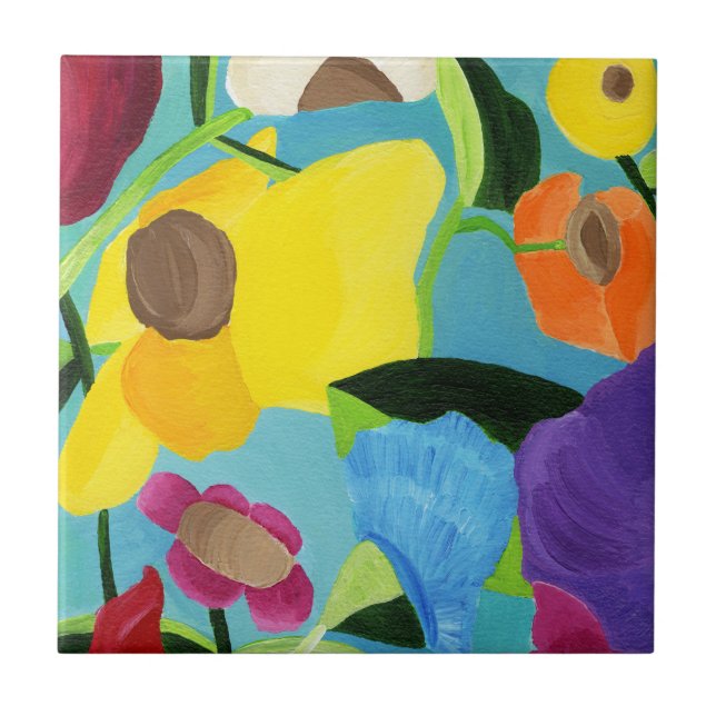 O feliz Azulejo cerâmico do jardim. (Frente)