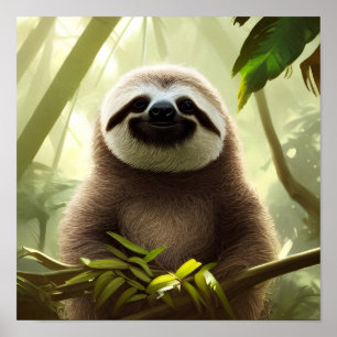 O feliz Poster de Arte Digital Sloth