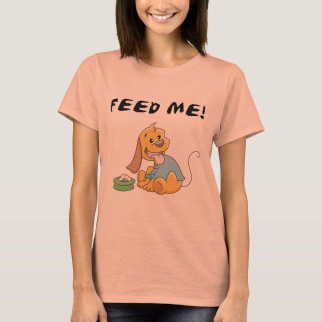 O filhote de cachorro alimenta-me o camiseta e os (Frente)