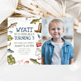 O-Fish-Ally Pesca Aniversário Foto Convite